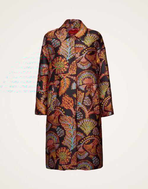 La Doublej Boxy Coat Sicomore Black In Jacquard