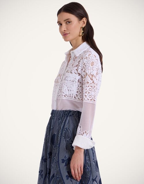 La Doublej Boy Shirt White In Cotton Lace