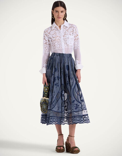 La Doublej Boy Shirt White In Cotton Lace