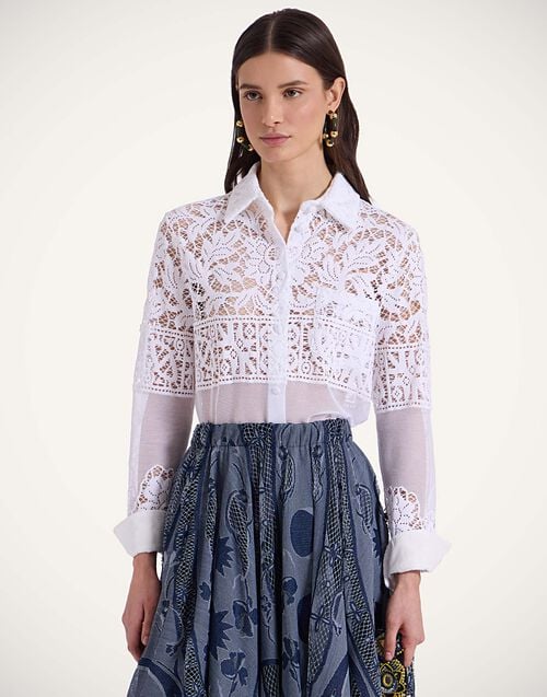 la doublej Boy Shirt White in Cotton Lace