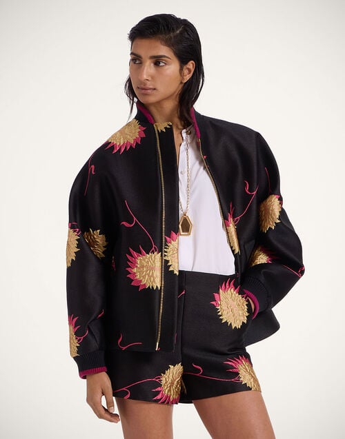 la doublej Brooklyn Bomber Derby Black in Jacquard