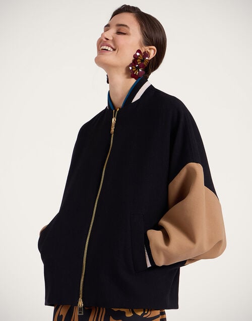 La Doublej Brooklyn Bomber Solid Black In Wool