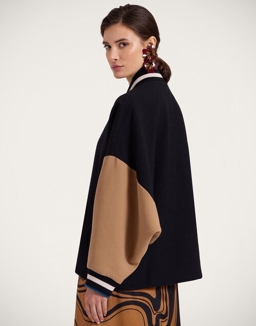 la doublej Brooklyn Bomber Solid Black in Wool