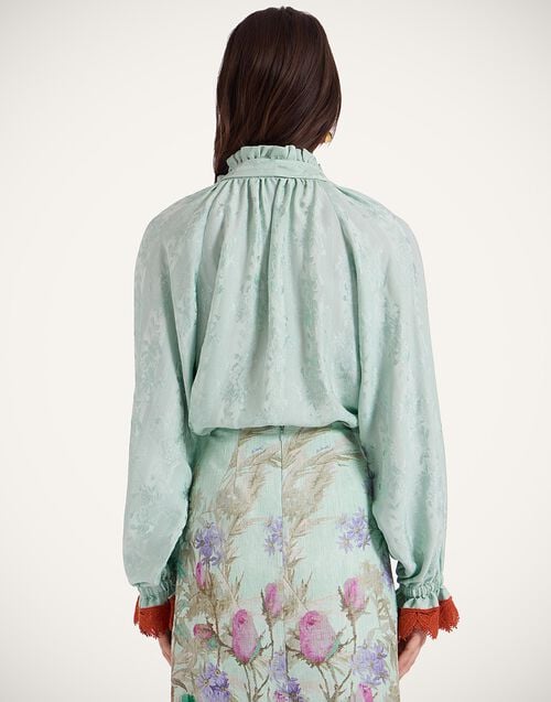 La Doublej Cerere Blouse Pekin Mint In Jacquard