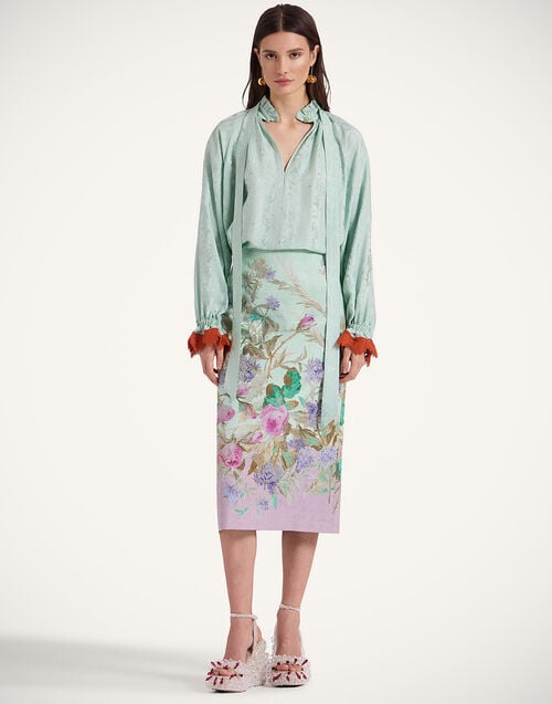 La Doublej Cerere Blouse Pekin Mint In Jacquard