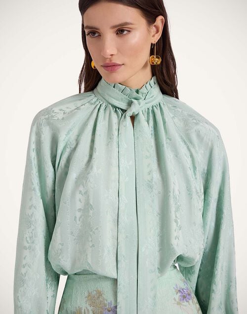 La Doublej Cerere Blouse Pekin Mint In Jacquard