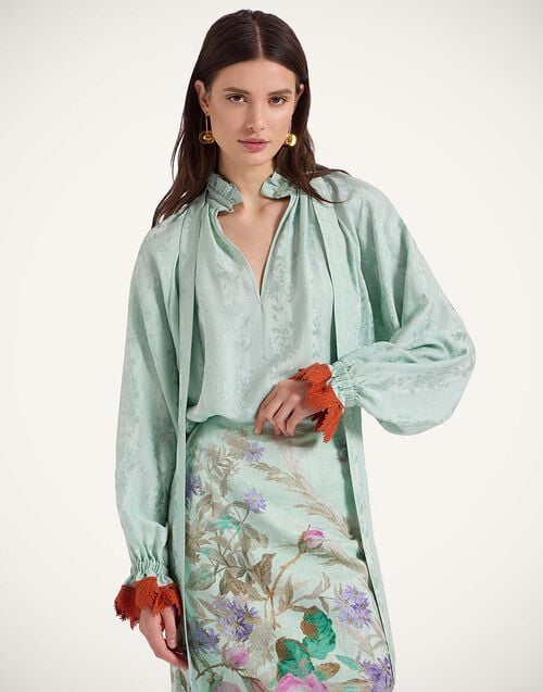 la doublej Cerere Blouse Pekin Mint in Jacquard