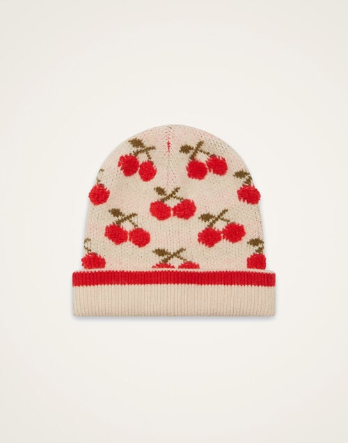la doublej Cherry Beanie Off White in Wool