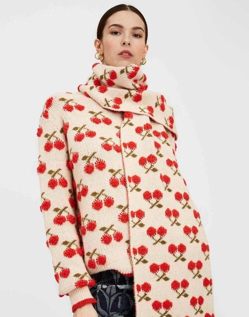 La Doublej Cherry Scarf Off White In Wool