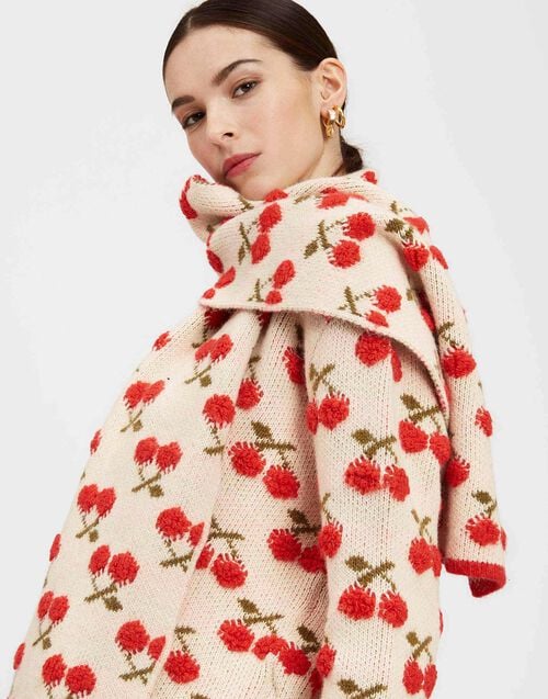 La Doublej Cherry Scarf Off White In Wool