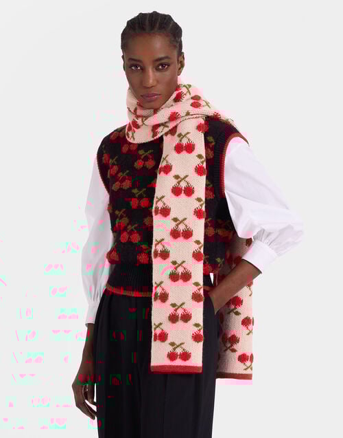 la doublej Cherry Scarf Off White in Wool
