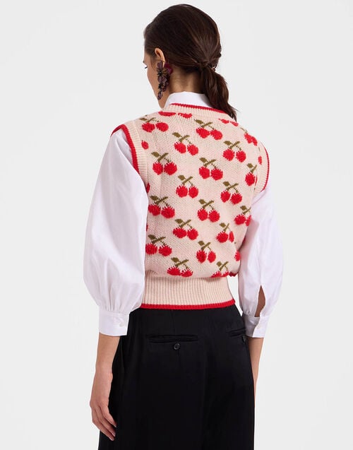 La Doublej Cherry Vest Off White In Wool