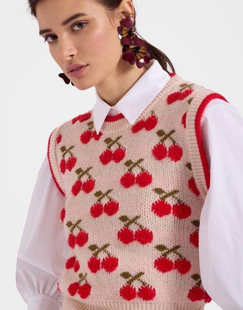 La Doublej Cherry Vest Off White In Wool