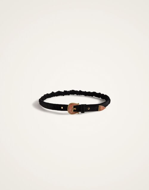 La Doublej Cinch Belt Solid Black In Coat Velvet