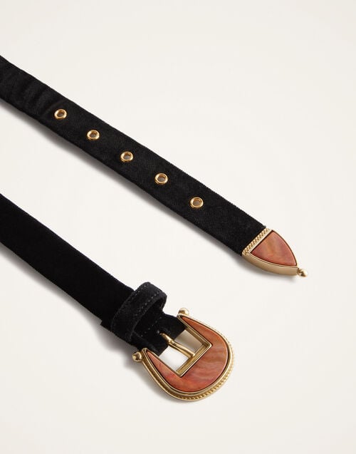 La Doublej Cinch Belt Solid Black In Coat Velvet