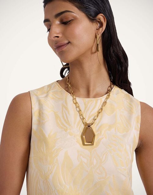 La Doublej Column Dress Iris Yellow In Jacquard