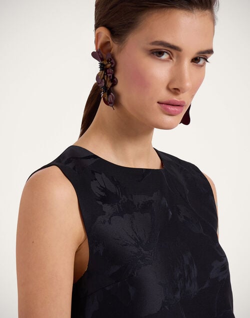 La Doublej Column Dress Sylph Black In Jacquard