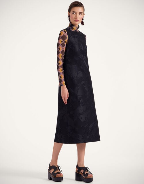 la doublej Column Dress Sylph Black in Jacquard