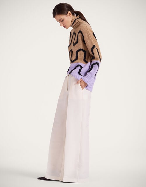 La Doublej Comber Turtleneck Camel & Lilac In Wool