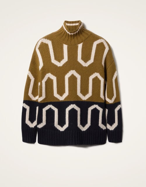 La Doublej Comber Turtleneck Green & Black In Wool