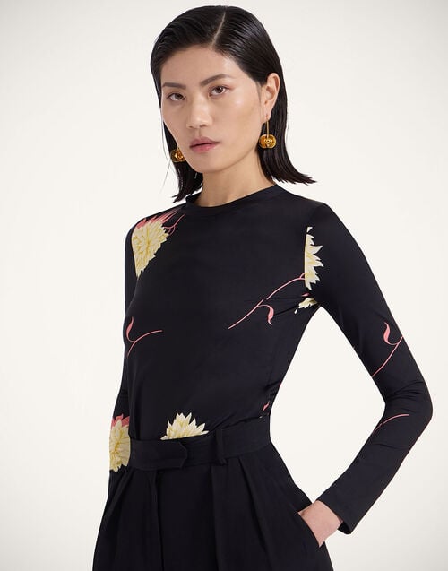 la doublej Crew Top Derby Black in Skinny Jersey