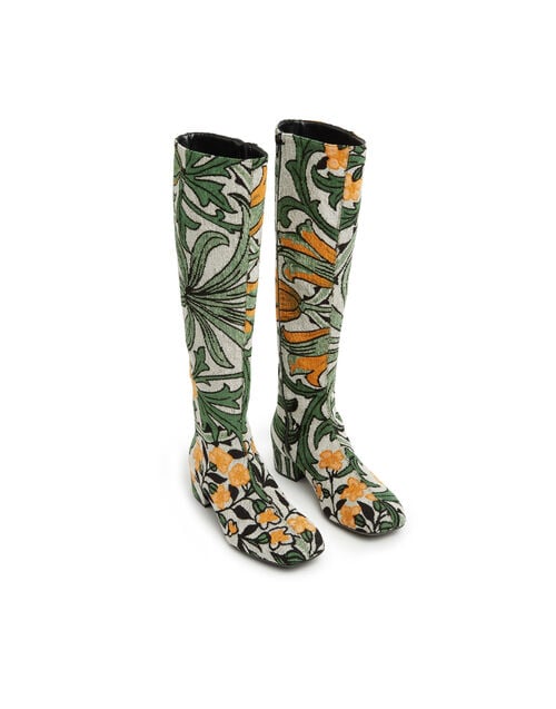 La Doublej Edie Boots Delta Ivory In Jacquard