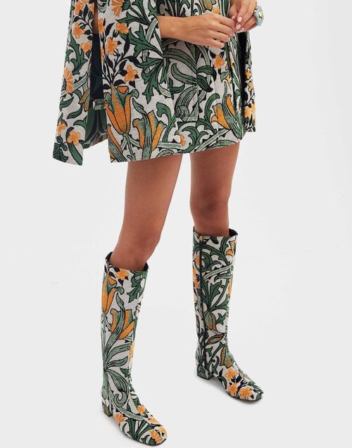 la doublej Edie Boots Delta Ivory in Jacquard