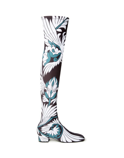 La Doublej Edie High Boots Mix Tiles Blue In Lycra