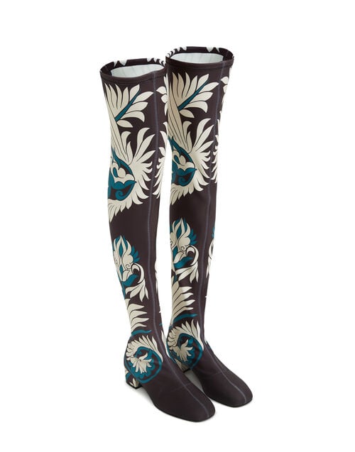 La Doublej Edie High Boots Mix Tiles Blue In Lycra