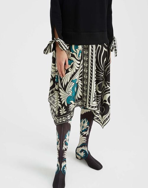 la doublej Edie High Boots Mix Tiles Blue in Lycra