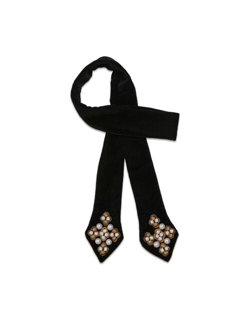 La Doublej Ella 2-Ways Stole Solid Black In Velvet