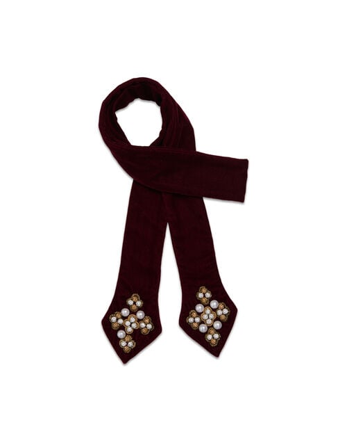 La Doublej Ella 2-Ways Stole Solid Red In Velvet