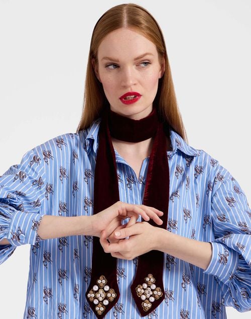 La Doublej Ella 2-Ways Stole Solid Red In Velvet