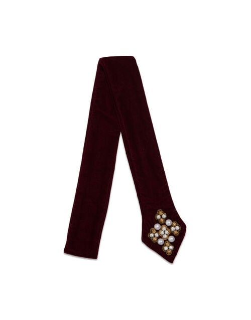 la doublej Ella 2-Ways Stole Solid Red in Velvet