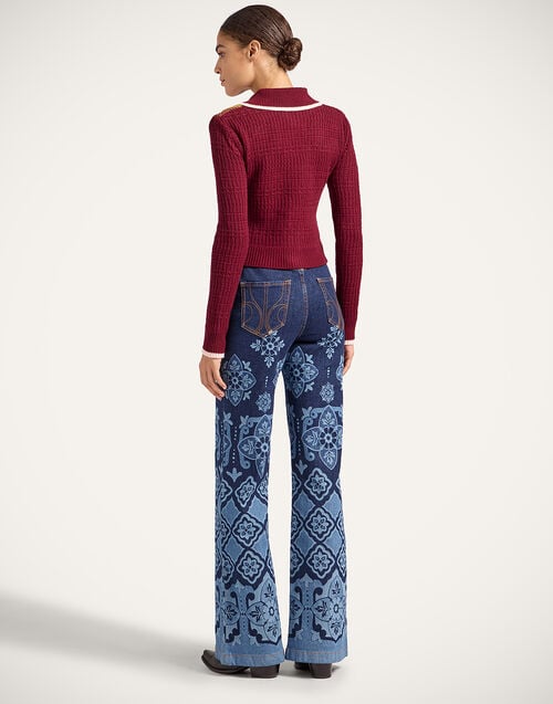 La Doublej Flare Jeans Partenope Navy In Denim