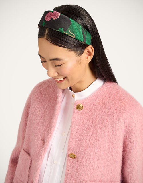 La Doublej Flat Headband Bamboo Black In Jacquard