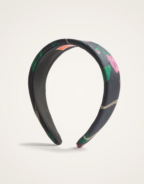 La Doublej Flat Headband Bamboo Black In Jacquard