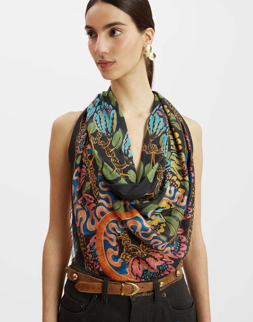 La Doublej Foulard 120 Eve Black In Modal Cashmere