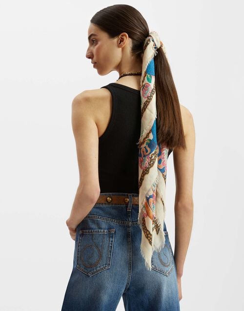 La Doublej Foulard 120 Eve Ecru In Modal Cashmere