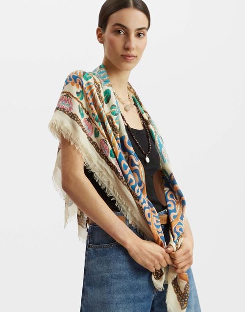 La Doublej Foulard 120 Eve Ecru In Modal Cashmere