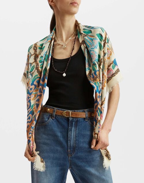 la doublej Foulard 120 Eve Ecru in Modal Cashmere