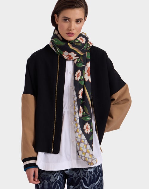 la doublej Foulard 140 Mayfair Black in Modal Silk