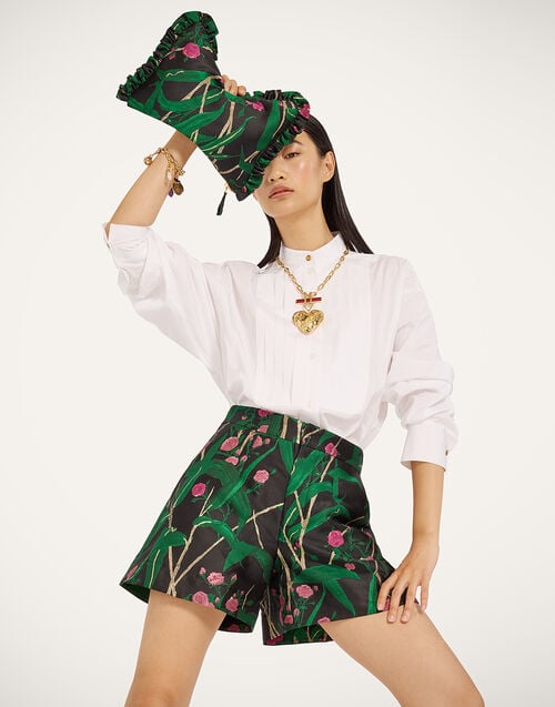 La Doublej Hand Pochette Bamboo Black In Jacquard