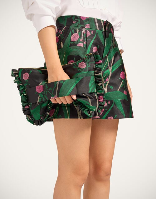 la doublej Hand Pochette Bamboo Black in Jacquard