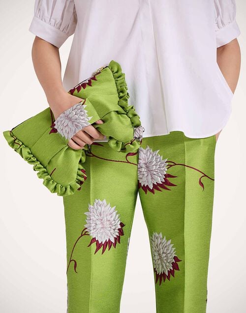 La Doublej Hand Pochette Derby Lime In Jacquard