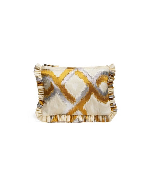 la doublej Hand Pochette Tackle Gold in Jacquard