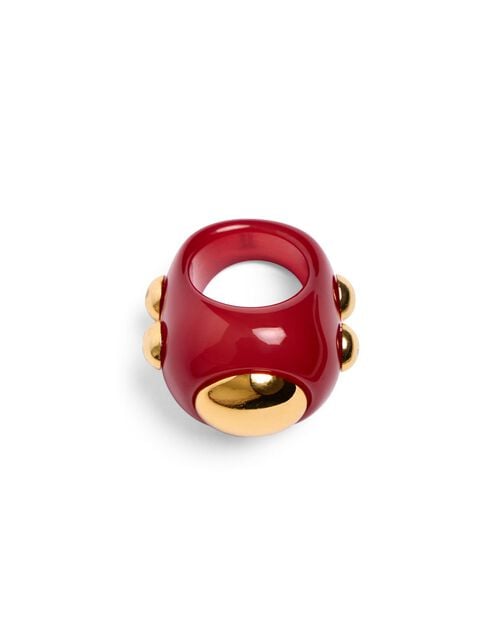 La Doublej Hathor Ring Solid Red In Acrylic Resin