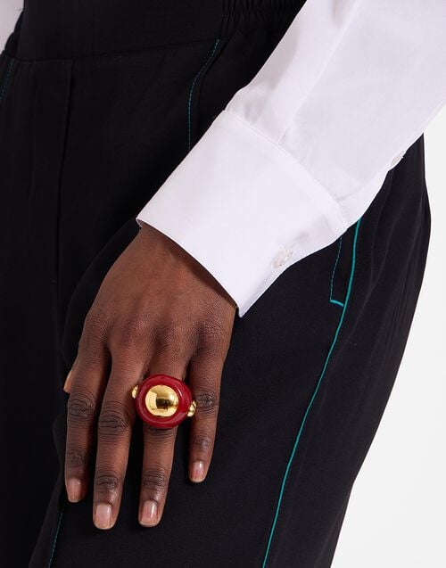 la doublej Hathor Ring Solid Red in Acrylic Resin