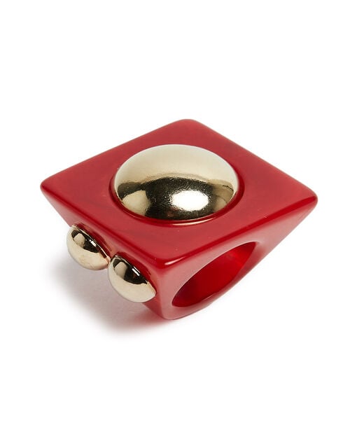 La Doublej Hathor Square Ring Red In Acrylic Resin