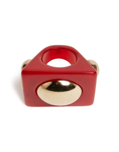 La Doublej Hathor Square Ring Red In Acrylic Resin